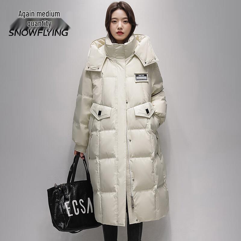 

XueZhongFei Women s Extra Warm Long Down Jacket with Detachable Hood M/165/88A