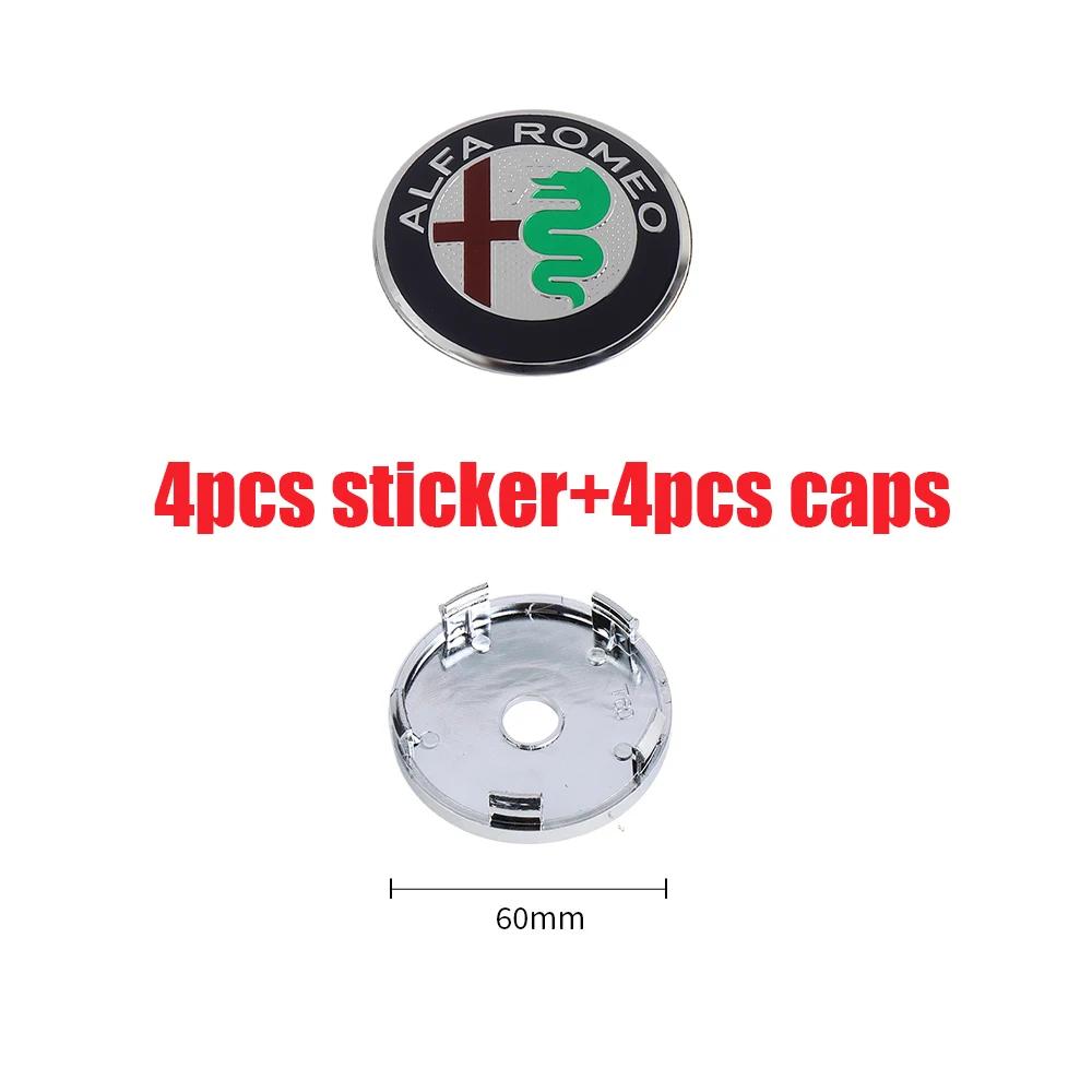 4Pcs 56/60MM Car Wheel Center Hub Caps For Alfa Romeo Giulia Stelvio Giulietta 156 159 147 Mito Tonale GT 166 Logo Sticker Cover