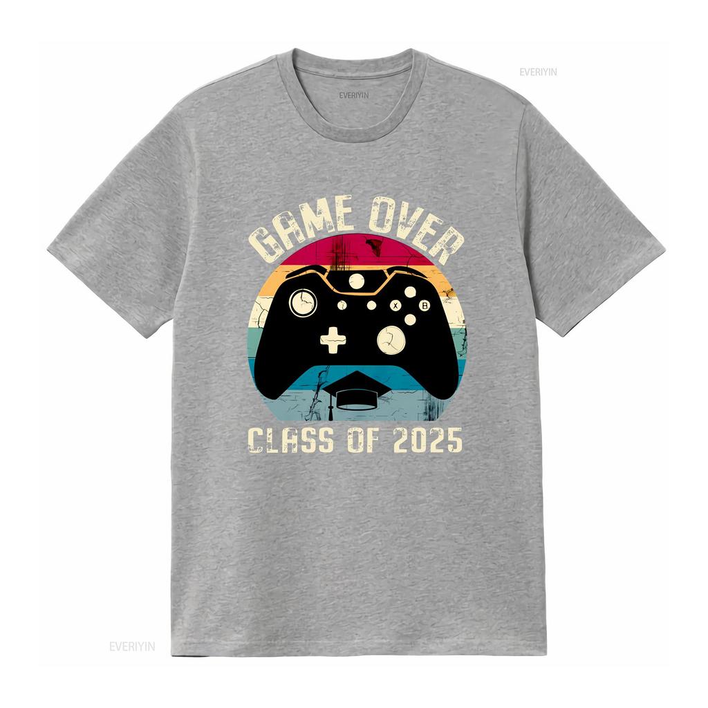 Abschlussjahrgang 2025 Retro Gaming Abschluss T-Shirt Game Over Geekiger Absolvent Vintage Gamer Lustig Vintage Gewaschen Vielseitig Atmungsaktiv