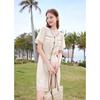 Betu Women's Summer Round Neck Color Block Midi Dress