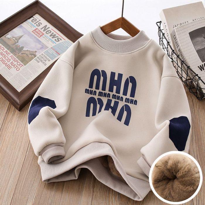 Sweat-shirt à col montant doublé polaire pour garçon - Style tendance automne/hiver 2025