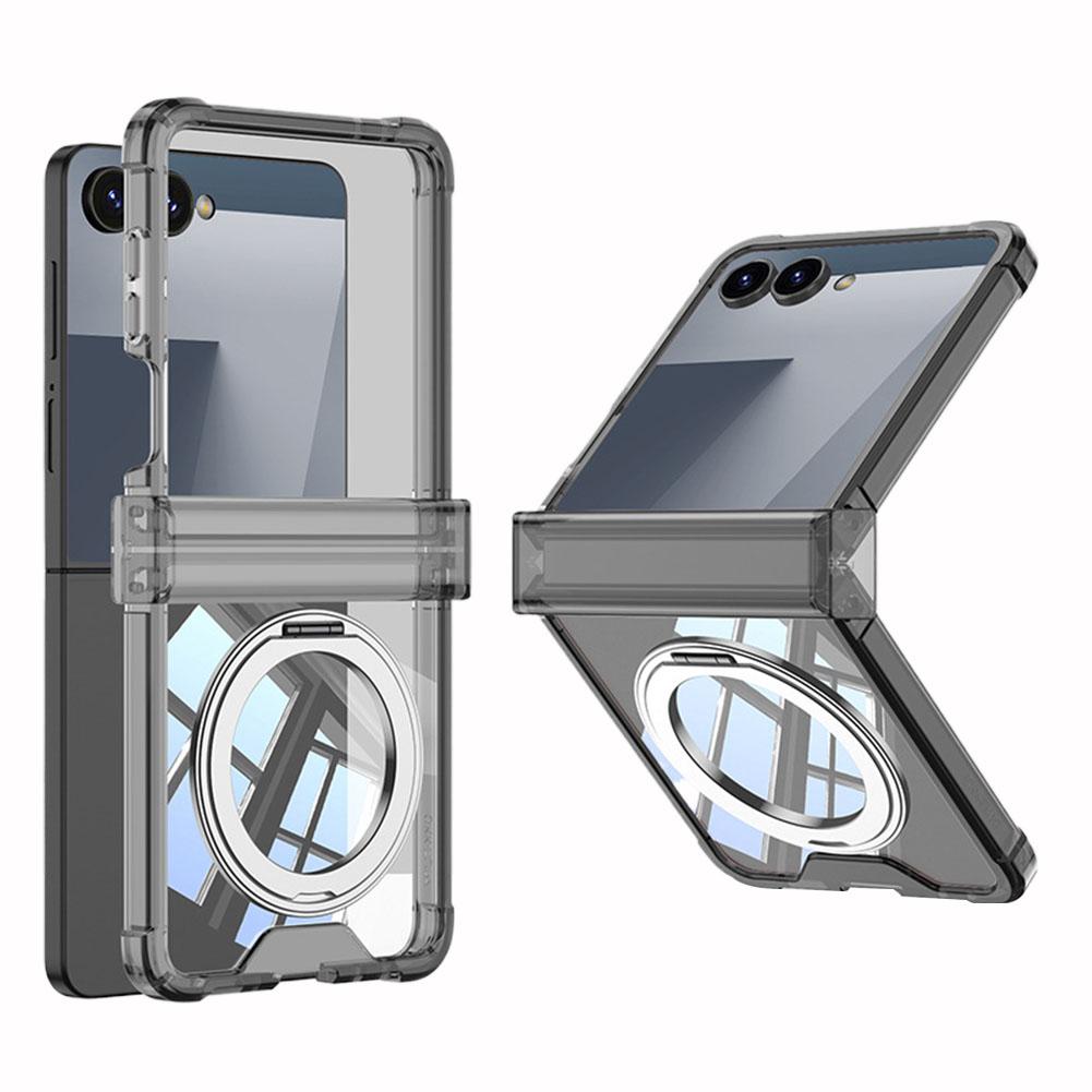 Silicone Airbag Bumper Soft Case For Samsung Galaxy Z Flip7 With Holder Hinge Cover Lens Protect Anti Drop Case