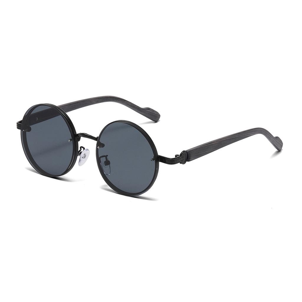 Individuality Anti-glare Sunglasses American Classic Metal Round Frame Sunglasses Punk Metal Wooden Leg Women's Sunglasses Men's Sunglasses