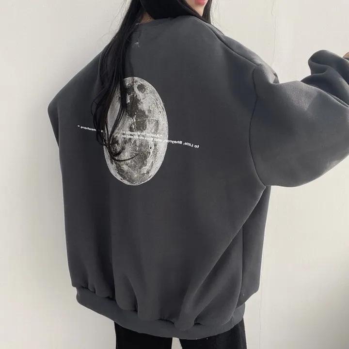 

Американська толстовка Moon для жінок великих розмірів, важка, з круглим вирізом, 4 кольори, модна, з довгим рукавом, 2024 L