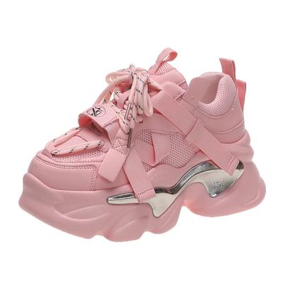 Damen Plateau Sneaker 6CM Sping Atmungsaktives Mesh Klobige Lässige Dad Schuhe Sport Vulkanisierte Schuhe Frau Bunte Damen Sneaker