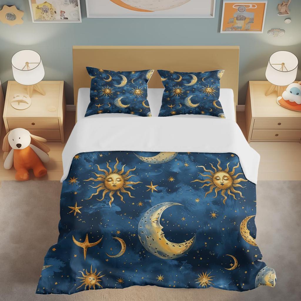 Moon Night Sky Print Bedding Bedroom Set Duvet Set Three-Piece Set