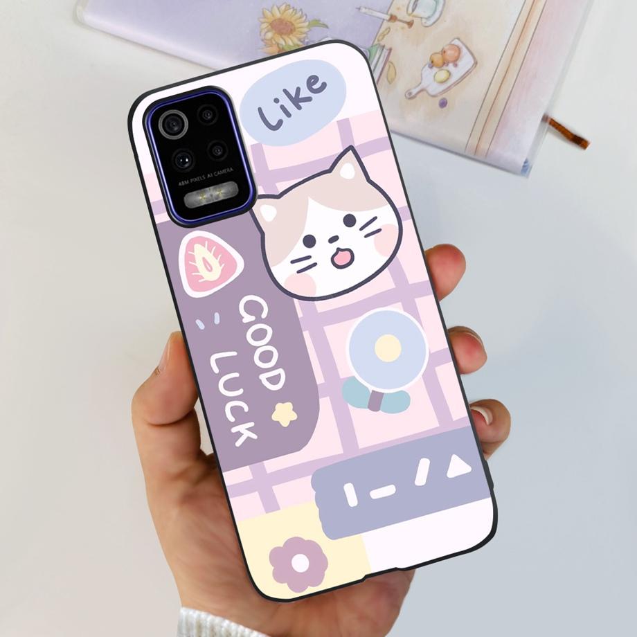 For LG K52 K42 K62 2020 Phone Case Back Cover Black Matte Soft TPU Silicone Bumper Shell For LG Q52 Q62 LGK52 K 62 Butterfly Bag