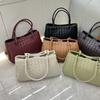 New woven leather handbag vegetable basket, basket bag tote bag, shoulder messenger bag, women's large capacity