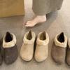Fleece leather Birkenstocks women step on the heel two wear one pedal versatile cotton shoes retro warm flats