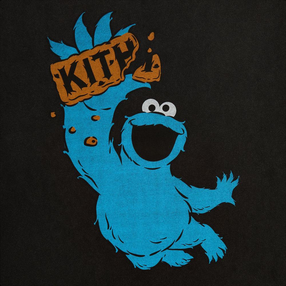 Kith X Sesame Street Hladový sušenkový příšerák Vintage Tričko Černé Pánské Top KHM033079-001