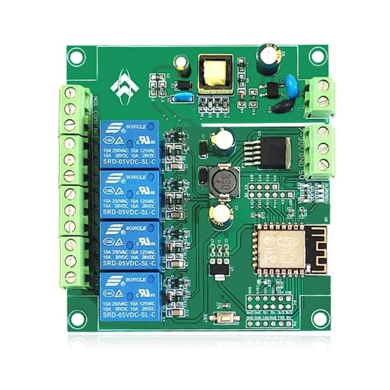 

4 Channel ESP8266 Wireless WIFI Module ESP-12F evelopment Board C5V/DC7-30V/AC90-250V For Home Wireless Control