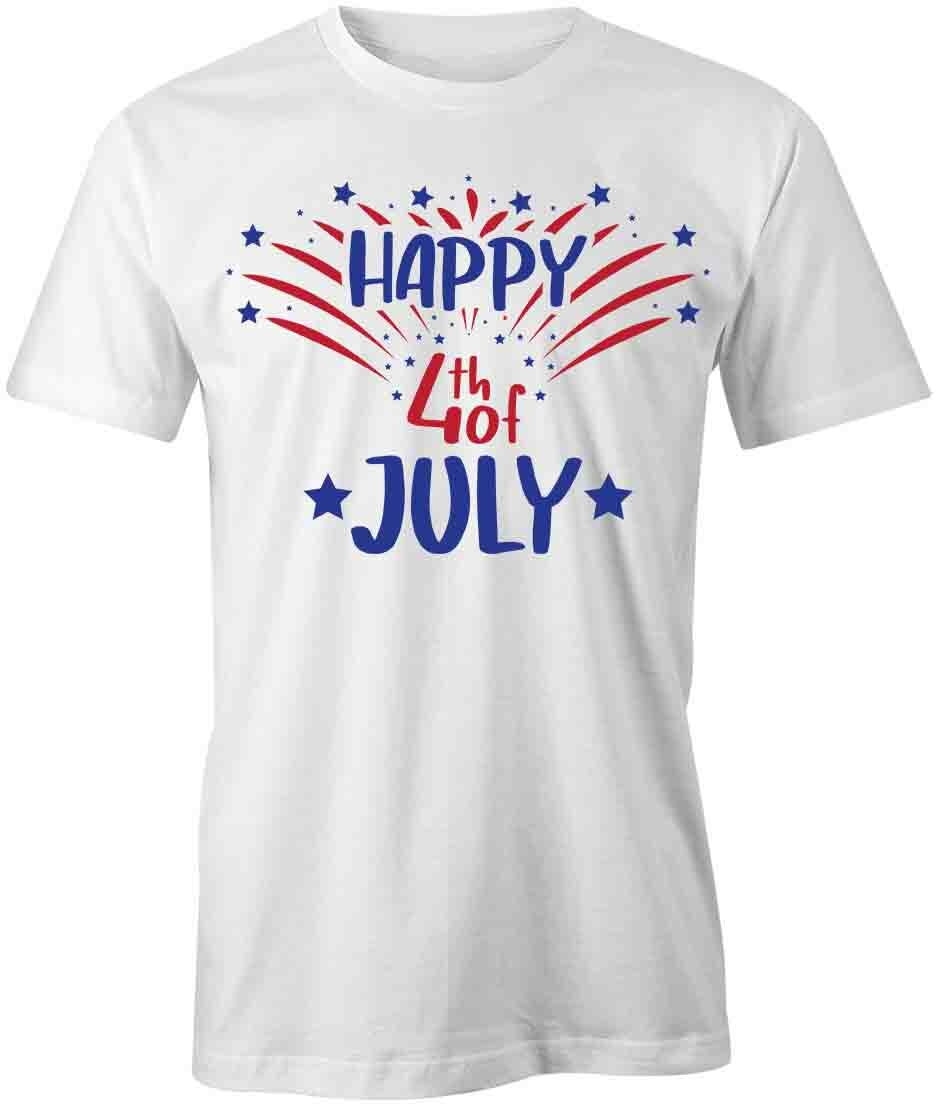 HAPPY 4TH OF JULY TShirt Tee Short-Sleeved Cotton INDEPENDENCE USA S1WSA285 S