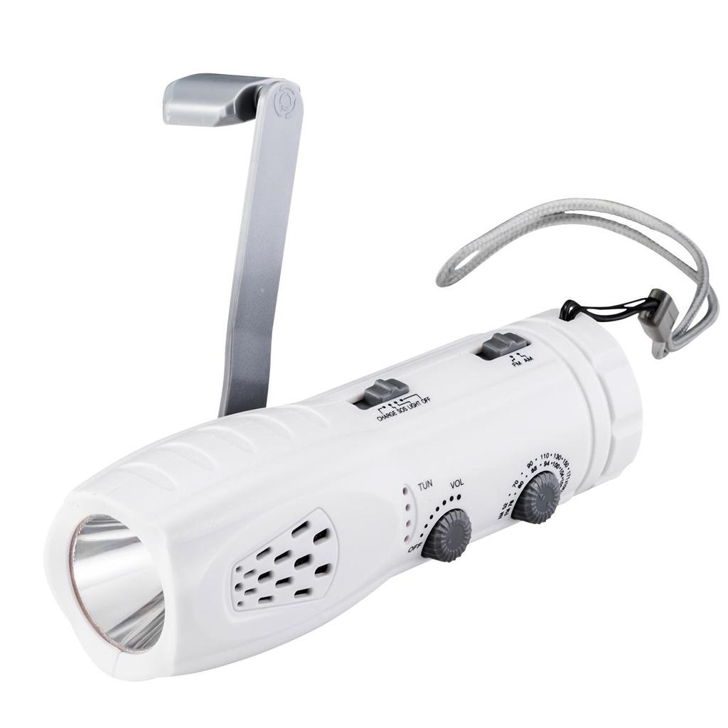Emergency Multi-Function Hand-Crank Flashlight with Radio, SOS Alarm, and Phone Charger