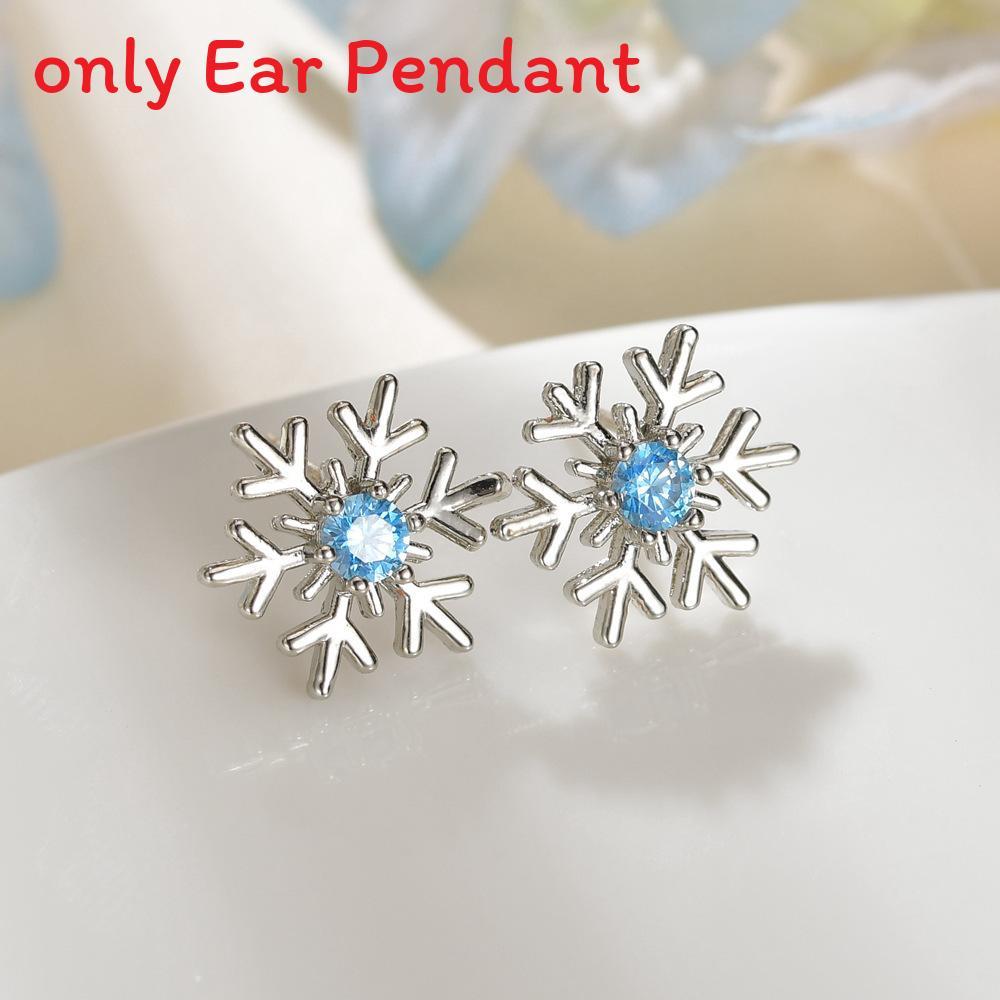 

Snowflake Ear Studs For Women Silver Finish Zircon Fashion Accessory For Festive Occasions Style D