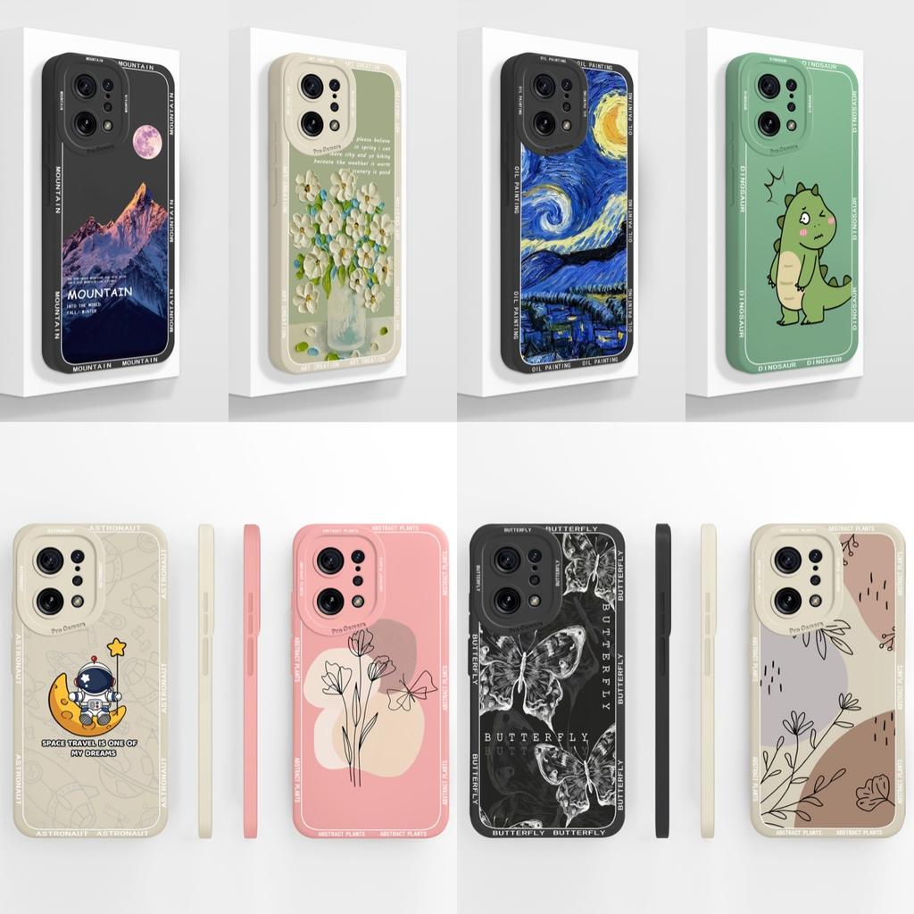 For Oppo Find X5 Pro Lite Case Artistic Style Funda For Oppo Find X 5 X5Pro X5Lite Liquid Silicone Soft Phone Back Cover Coque