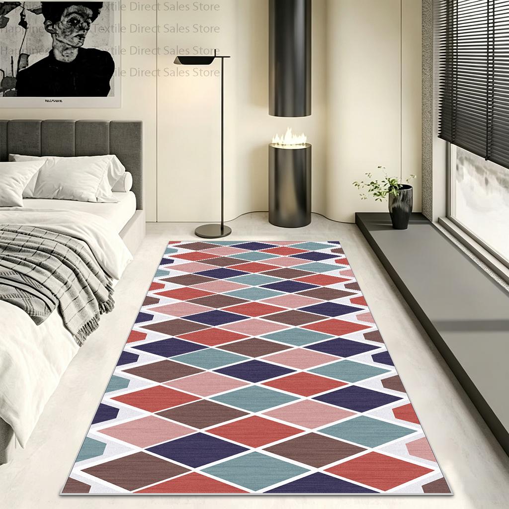 Nordic Geometric Bedroom Bedside Runner Carpet Decoration Living Room Anti Slip Washable Sofa Floor Mats Kitchen Easy Clean Rug