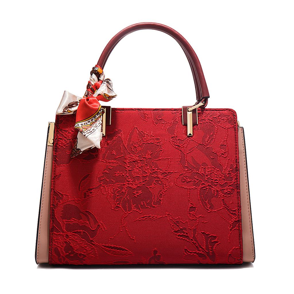 New Chinese Style 2024 Spring/Summer Jacquard Handbag for Women, Red Bridal Bag, Wedding Gift, Mother's Bag