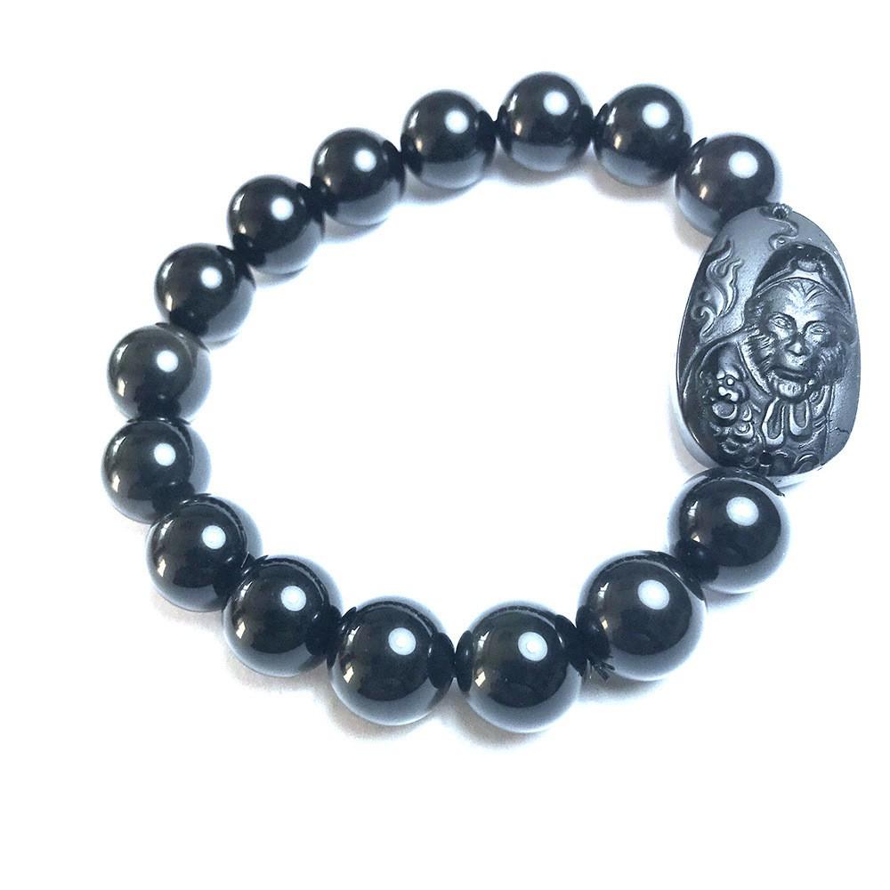 Obsidian Sun Wukong Pendant Necklace - Unisex War God Jade Buddha Pendant