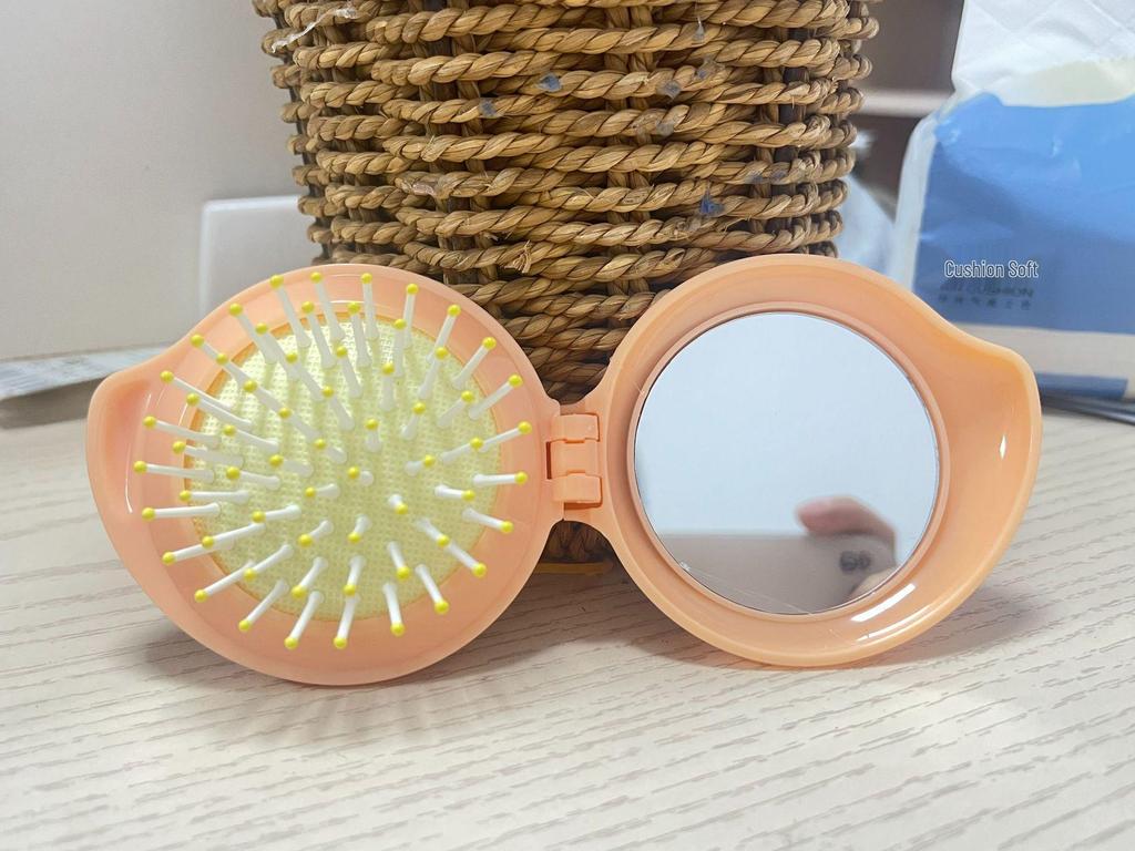 Teardrop Cream Glue Folding Mirror & Portable Airbag Massage Hair Comb