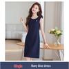2024 Autumn French Minimalist Sleeveless Vest Dress - Professional OL Style, Round Neck, Versatile Solid Color Dress