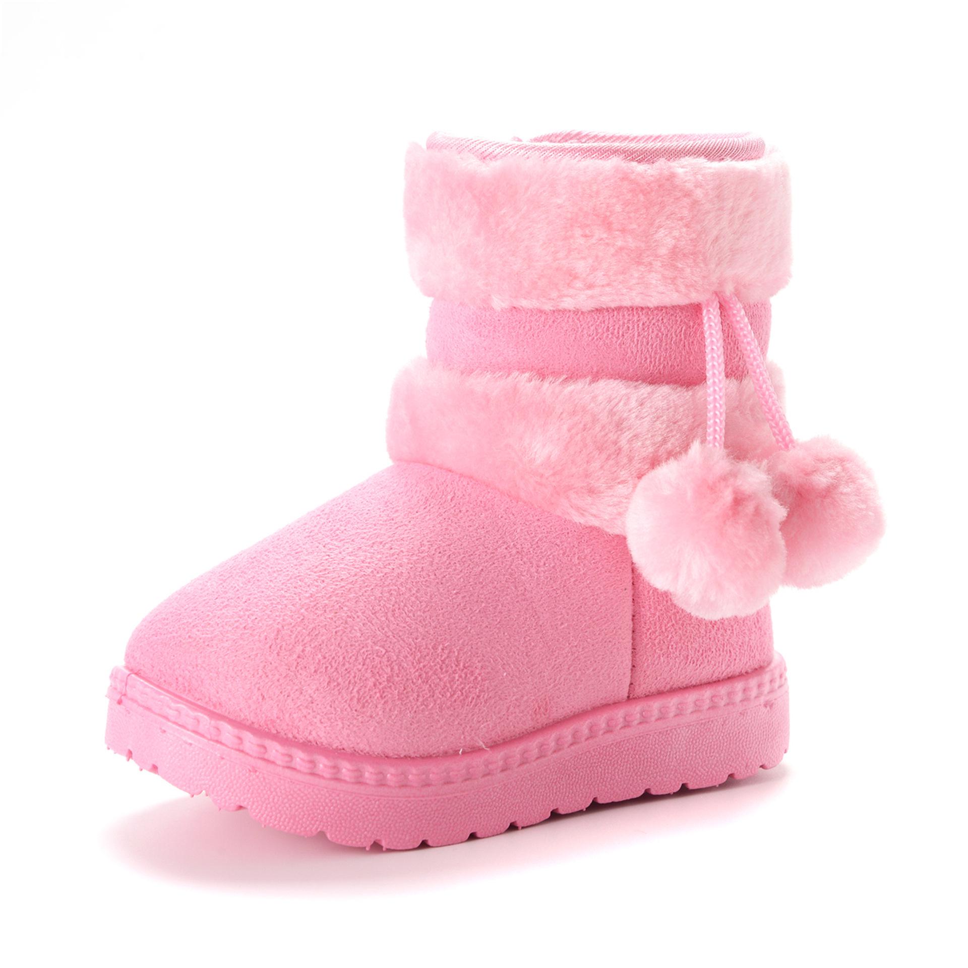 Children s Pom-Pom Snow Boots 2025 - Warm Winter Cotton Shoes Size 23 розовый