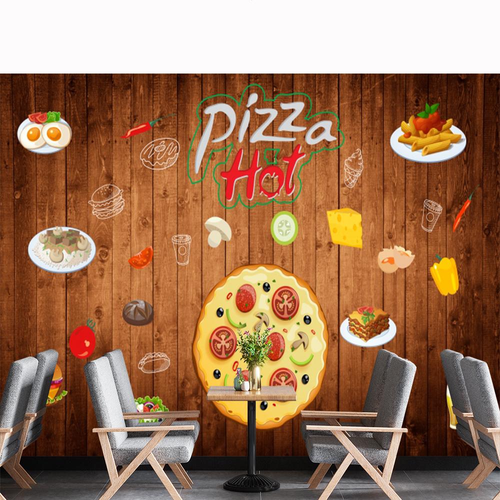 

Pizza Wall Mural 3d Restaurant Pizza Wallpaper Snack Fast Food Murals 200 cm(W) x 140 cm(H)