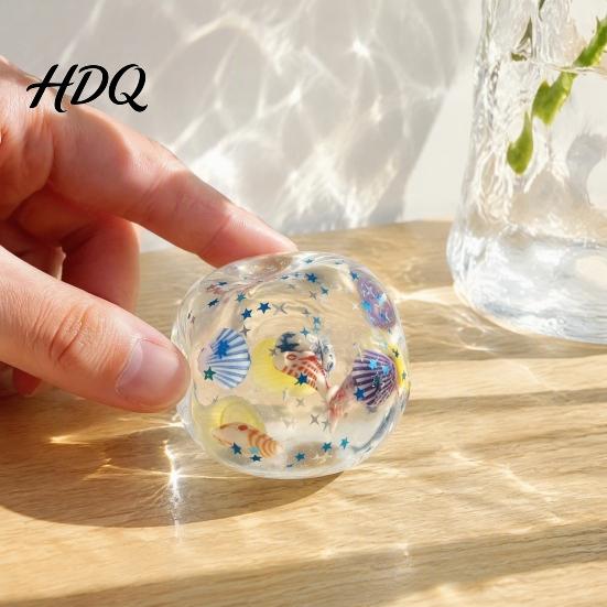 Stress Relieving Gadget Ocean Theme Relief Ball Soft Shapeable Ball Sensory Toy Pinchable Balls No Rebound Transparent Squeeze Toy for Anxiety
