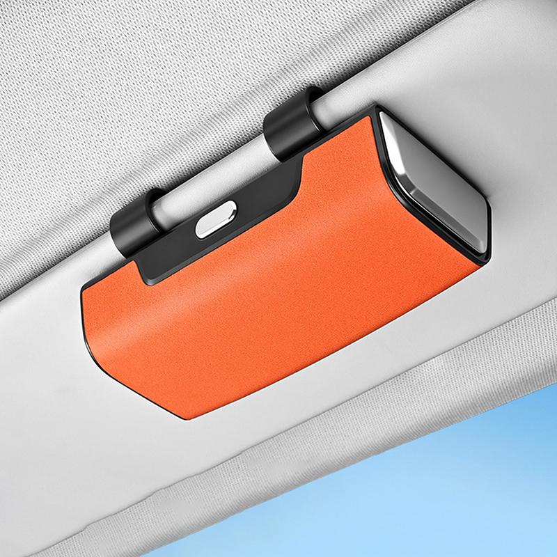 Car Sun Visor Sunglasses Case, Clip-On Magnetic Glasses Holder for Auto Interior Storage
