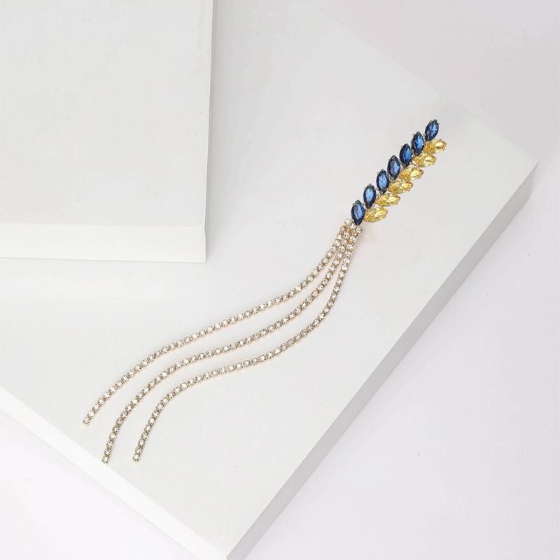 Elegant Wheat Sheaf Brooch Pin Exquisite Wheat Ear Lapel Pin Embellished with Sparkling Stones for Women Girls