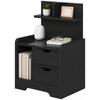Bedside Table, Small Bedside Cabinet with 2 Drawers and Storage Shelves for Bedroom, Black Wood Effect
