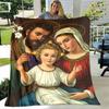Jesus Jungfrau Maria Prayer Blanket- Lightweight Flannel Throw for Sofa ,Digital Printed Blanket with Soft & Worm Flannel Fabric