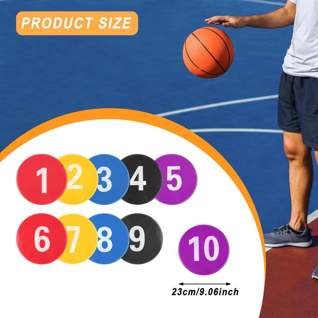 10 Pieces Numbered Floor Markers Landmark Mats Exercise Footstep Mat Silent Training Mark Pads for