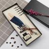 European Retro Feather Calligraphy Set: Oblique Nib Dip Pen with Holder and Ink Engraving
