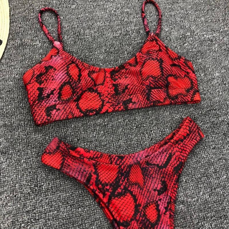 Ladies split swimsuit sexy leopard print bikini gather bikini