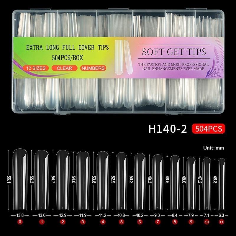 240/504Pcs Extra Long C Curve Nail Tips Clear False Nail Tips For Gel Acrylic Press On Nails Professional Home Diy With Box