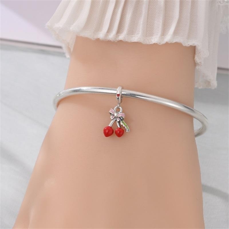 Copper Fruit Orange Cherry Little Whale Saint Cross Charms Beads Pendant For Original Bracelet Woman Girl Jewelry