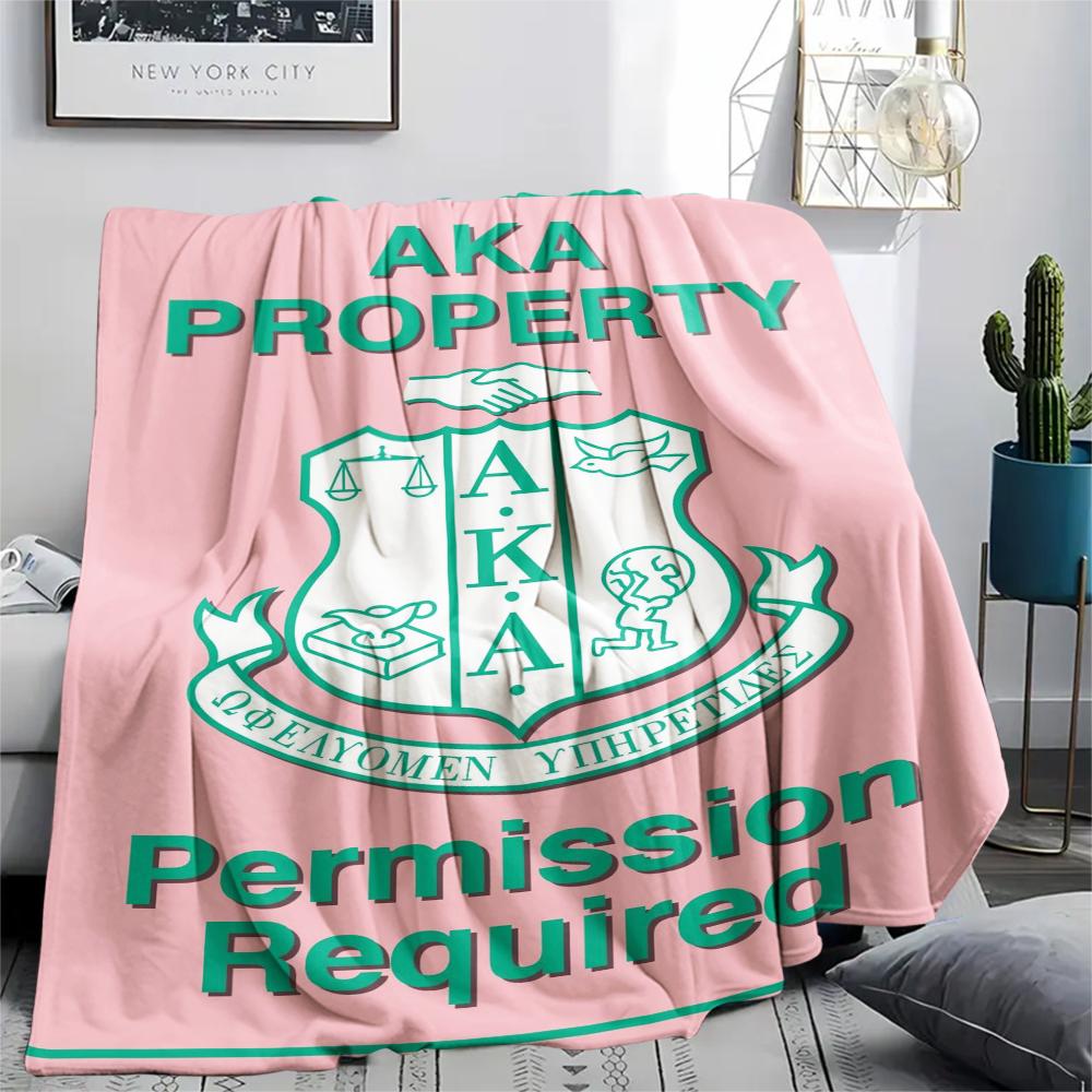 1PC AKA Sorority Print Flannel Blanket, High Quality Comfortable for All Seasons, Home Decor, Warmth and Comfort, Perfect for Christmas Gifts
