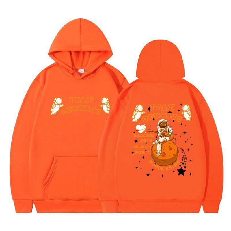 Unisex Hooded Sweatshirt With Astronaut Print Loose Fit Casual Sportswear Men Women Teens