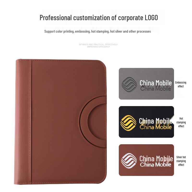 Multifunctional A4 Leather Zippered Business Folder