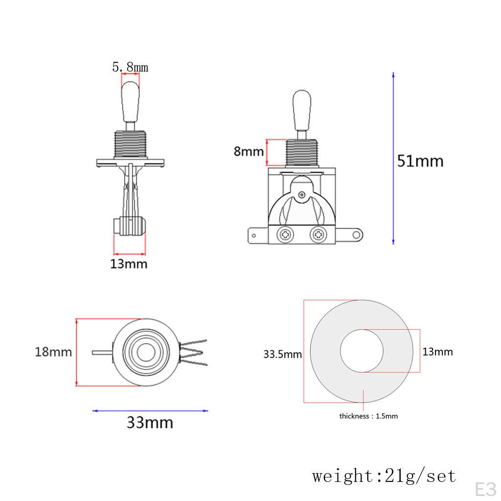 Rocker Switch for Electric Guitar Pickup with Rhythm Washer