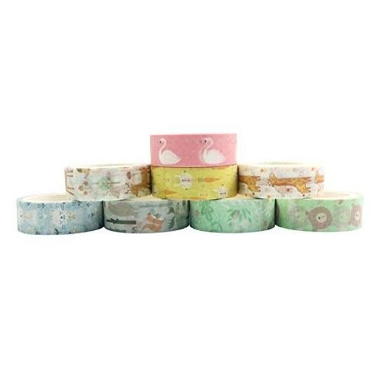 Yubbaex masking tape favorite animals children cute design 15mm width suitable gift wrapping DIY crafts notebook decoration (cute zoo 8 rolls)