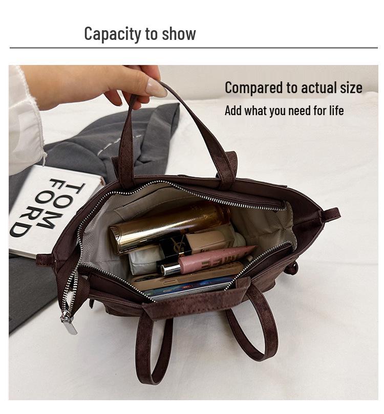 Retro Suede Tote Bag: Women's Large-Capacity Shoulder & Underarm Handbag In Lazy, Versatile Style