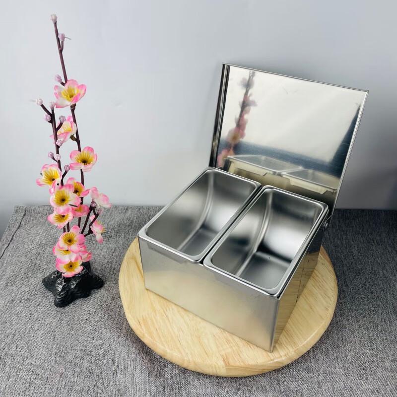 Zhongji Stainless Steel 2-Compartment Flip-Lid Spice Box