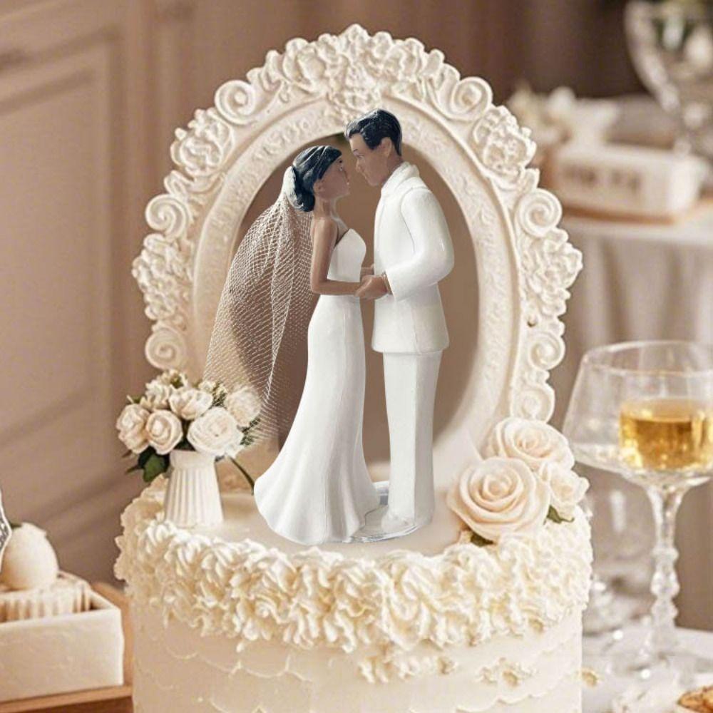 Elegant Cake Toppers Dolls Bride & Groom Figurines for Anniversaries,Engagements