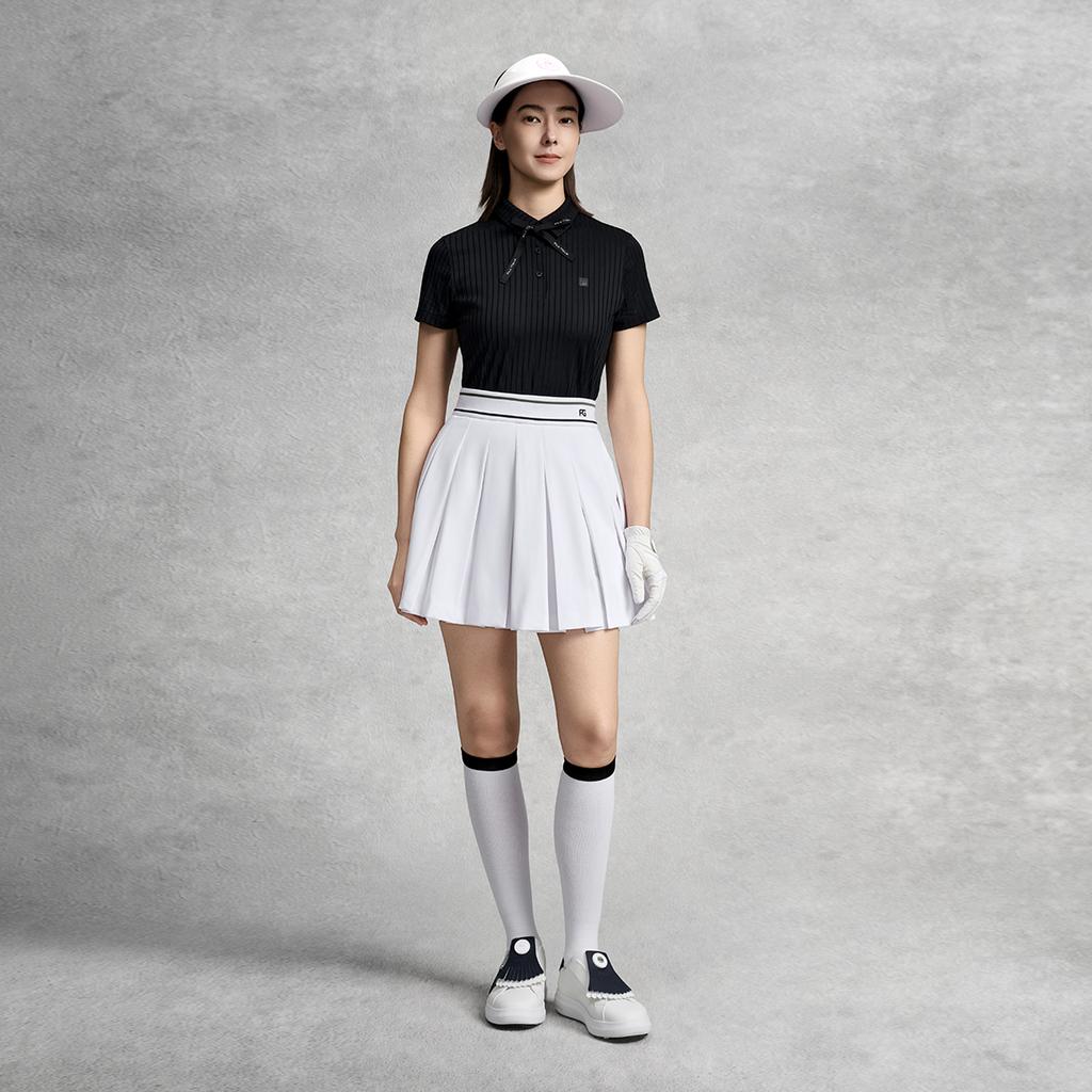 FILA Golf Series Simple Classic Versatile Comfortable Bow Tie Decor Short Sleeve Polo Shirt Women tops Legendary-Blue A11W625103FNV