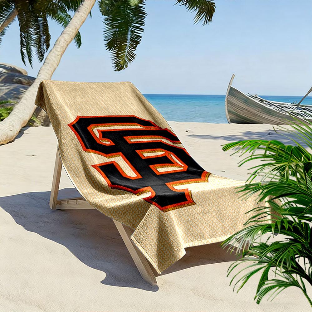 "Black and Orange SF Monogram Design" Patterned beach towel quick dry perfect for travel outdoor sports jogging the beach and swimming