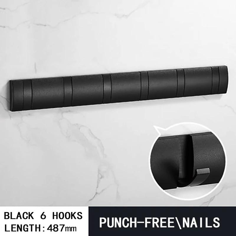 Black Golden Robe Hooks Folding Towel Hanger Nail Free Installation Wall Hooks Coat Clothes Holder Rack Coats 1-6 Hook Bathroom