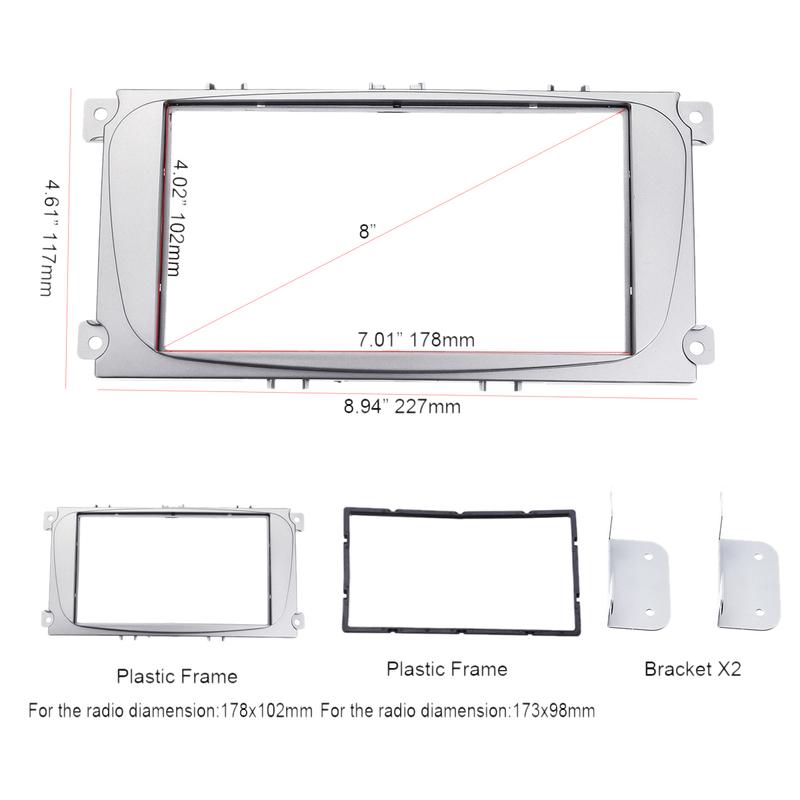 2Din Car Stereo Radio DVD Panel Audio Mount Fascia Kit for Ford Focus II Mondeo S-Max C-Max Galaxy II Kuga