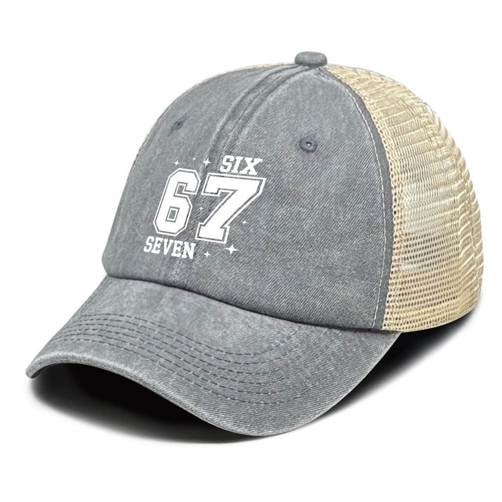 White 67 Printed Baseball Cap Adjustable Vintage Unisex Comfortable Curved Brim Cap For Women Outdoor Travel Camping