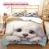 Cute Bichon Pattern Bedding Home Decoration Birthday Gift (1 * duvet cover + 2 * pillowcase, without core)